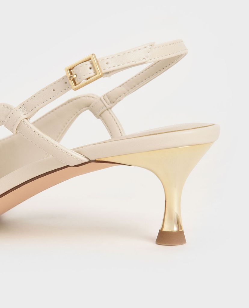 CHARLES & KEITH - Giày cao gót mũi nhọn Cut Out Slingback Kitten