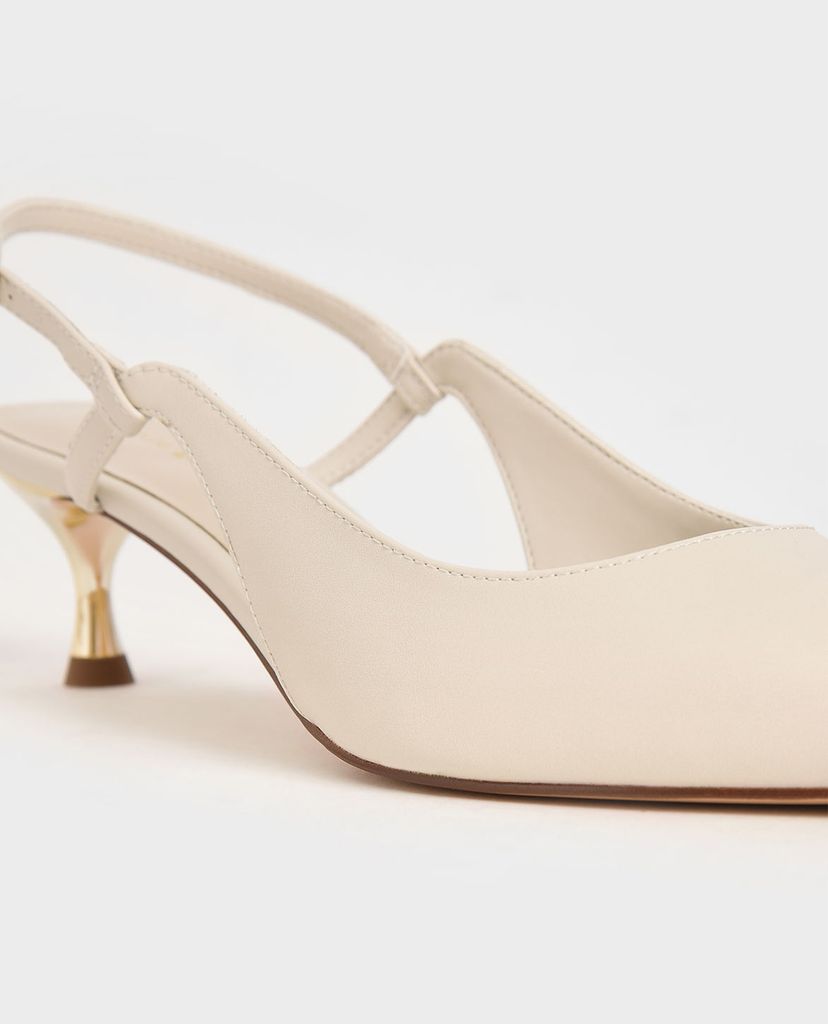 CHARLES & KEITH - Giày cao gót mũi nhọn Cut Out Slingback Kitten