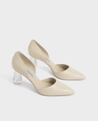 CHARLES & KEITH - Giày cao gót mũi nhọn Croc Geometric Heel D'Orsay Court