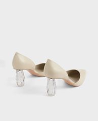 CHARLES & KEITH - Giày cao gót mũi nhọn Croc Geometric Heel D'Orsay Court