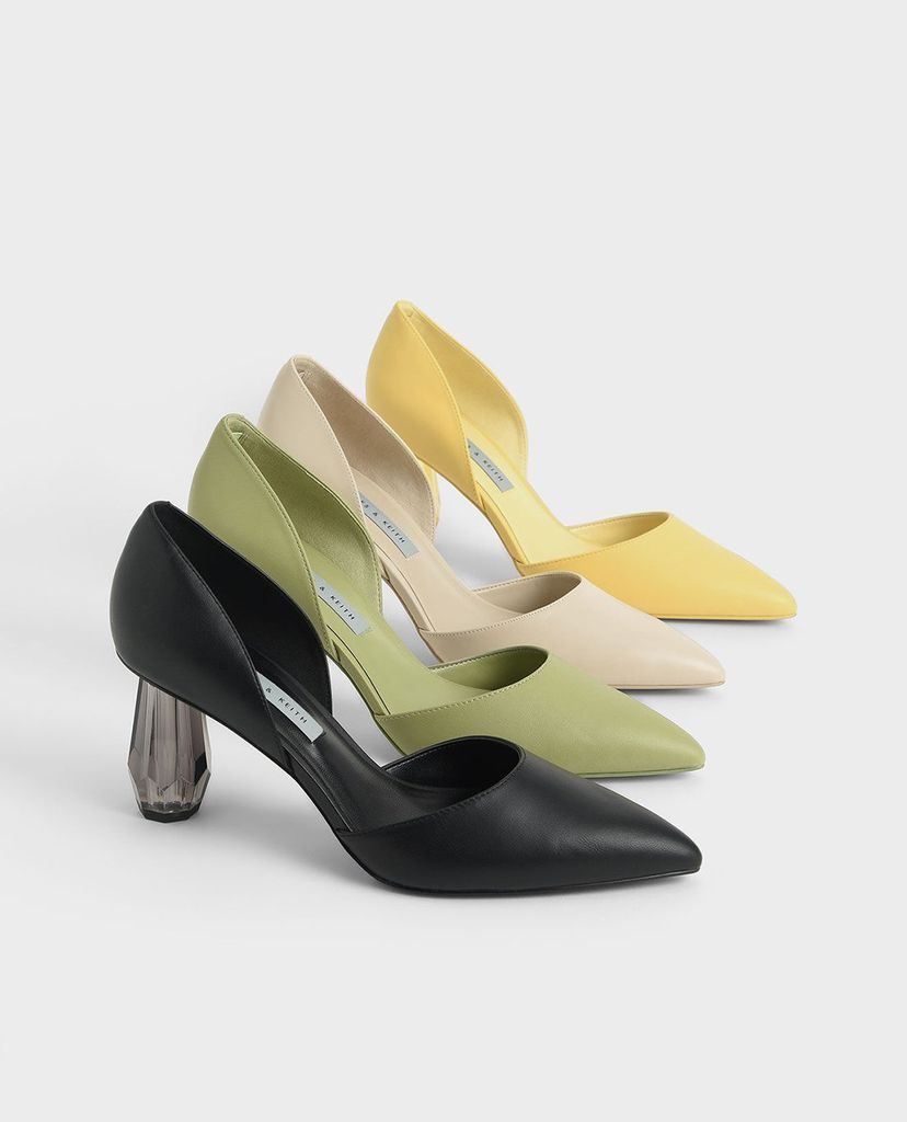 CHARLES & KEITH - Giày cao gót mũi nhọn Croc Geometric Heel D'Orsay Court