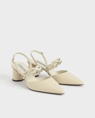 CHARLES & KEITH - Giày cao gót mũi nhọn Woven Strap Slingback