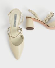 CHARLES & KEITH - Giày cao gót mũi nhọn Woven Strap Slingback