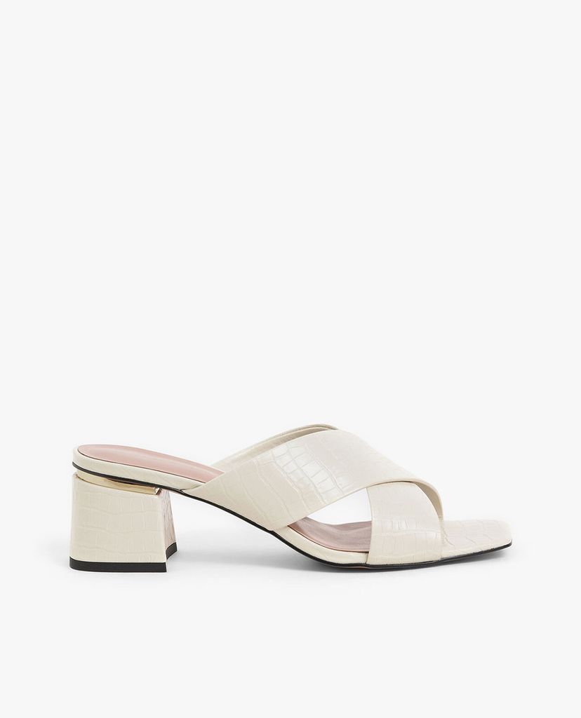 CHARLES & KEITH - Giày sandal nữ cao gót Croc Effect Criss Cross