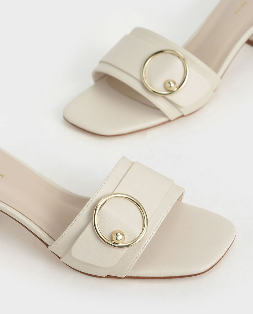 CHARLES & KEITH - Giày cao gót quai ngang đế vuông Ring Detail