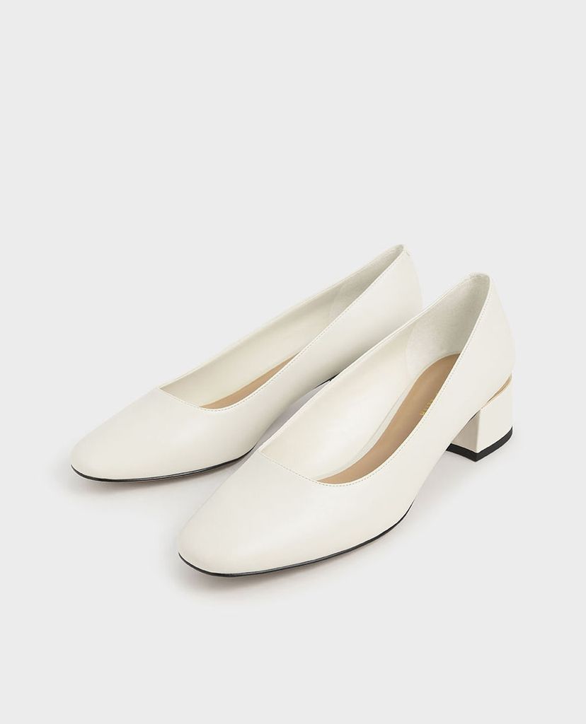 CHARLES & KEITH - Giày cao gót mũi tròn đế vuông Square Toe Block