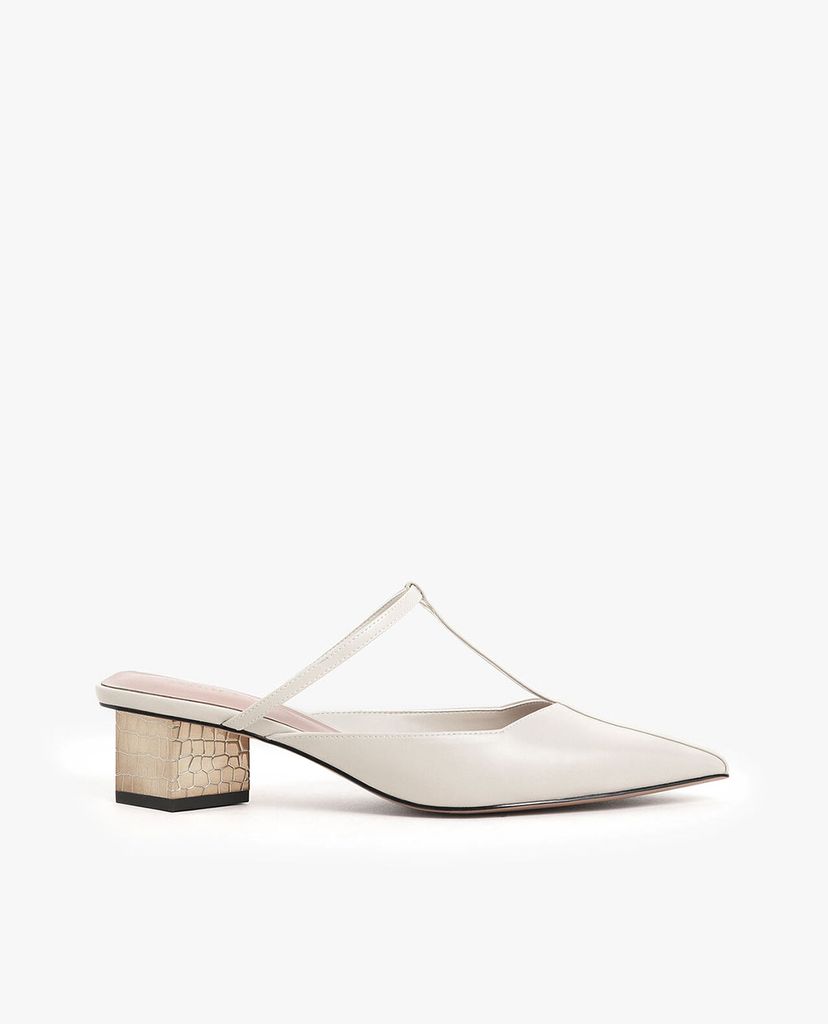 CHARLES & KEITH - Giày cao gót mũi nhọn T Bar Chrome