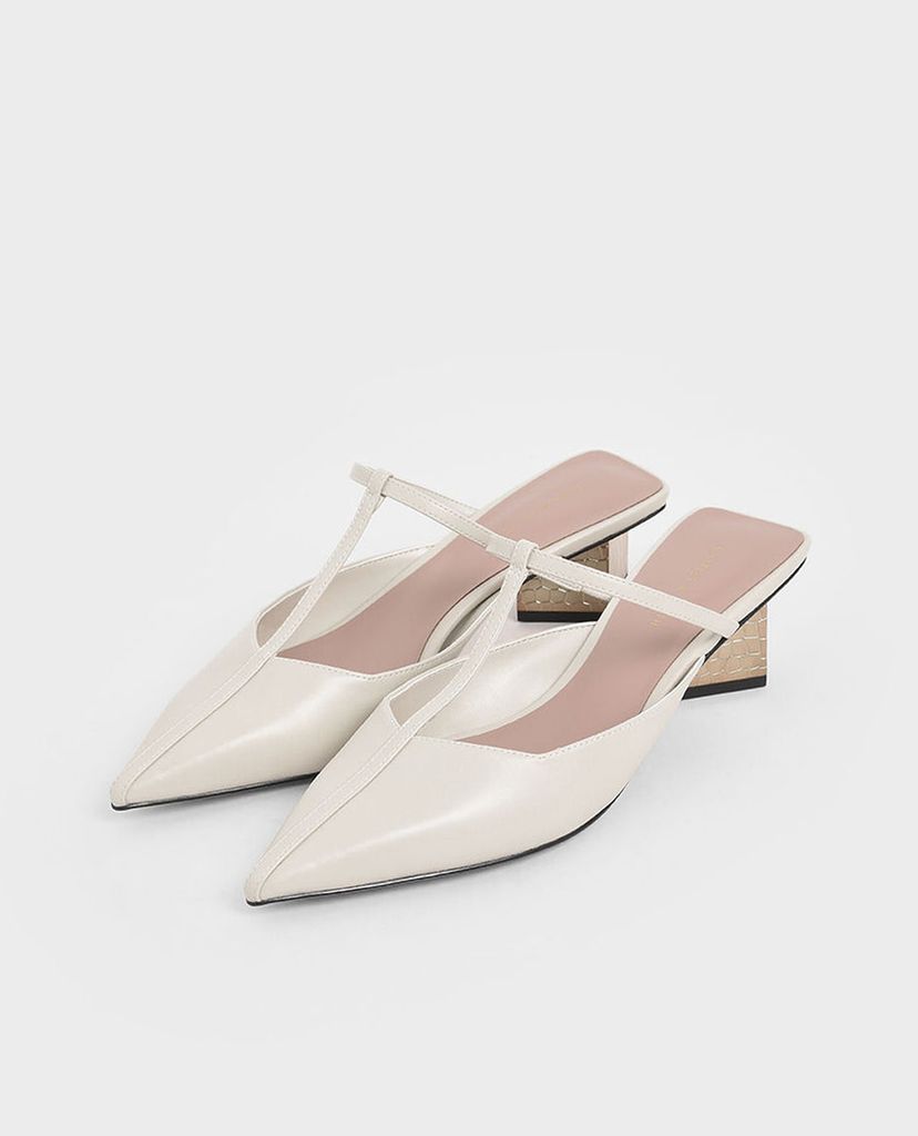 CHARLES & KEITH - Giày cao gót mũi nhọn T Bar Chrome