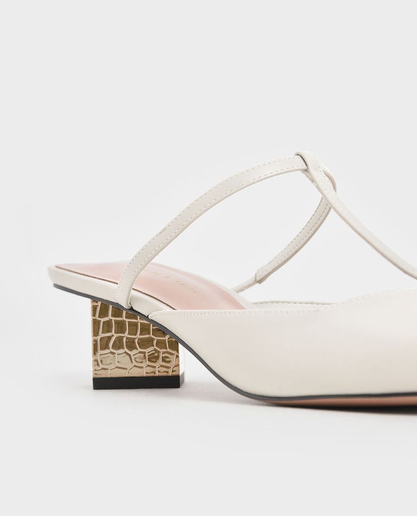 CHARLES & KEITH - Giày cao gót mũi nhọn T Bar Chrome