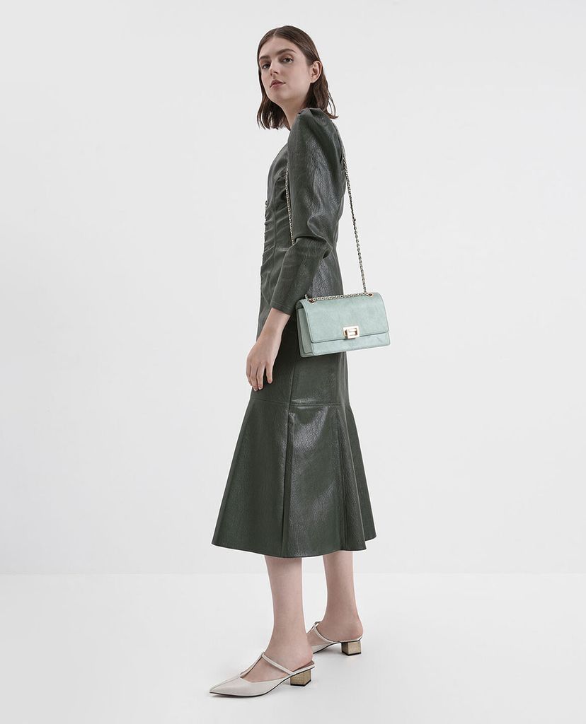 CHARLES & KEITH - Giày cao gót mũi nhọn T Bar Chrome