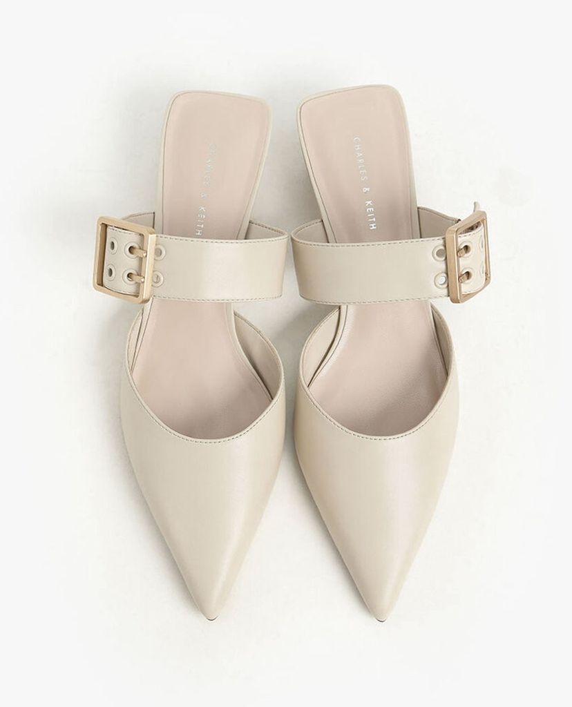 CHARLES & KEITH - Giày cao gót mũi nhọn Satin Grommet Buckle