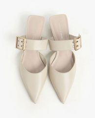 CHARLES & KEITH - Giày cao gót mũi nhọn Satin Grommet Buckle