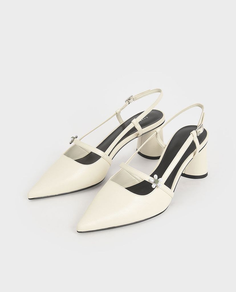 CHARLES & KEITH - Giày cao gót Houndstooth Flower Embellished