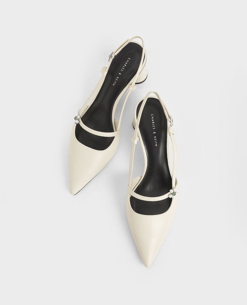 CHARLES & KEITH - Giày cao gót Houndstooth Flower Embellished