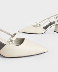 CHARLES & KEITH - Giày cao gót Houndstooth Flower Embellished