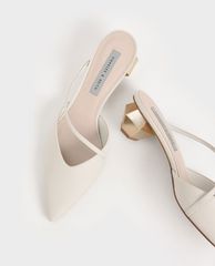 CHARLES & KEITH - Giày cao gót mũi nhọn Asymmetric Strap Chrome Heel