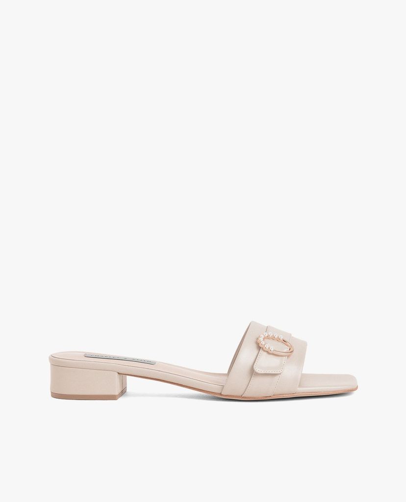 CHARLES & KEITH - Giày sandals cao gót nữ quai ngang thời trang