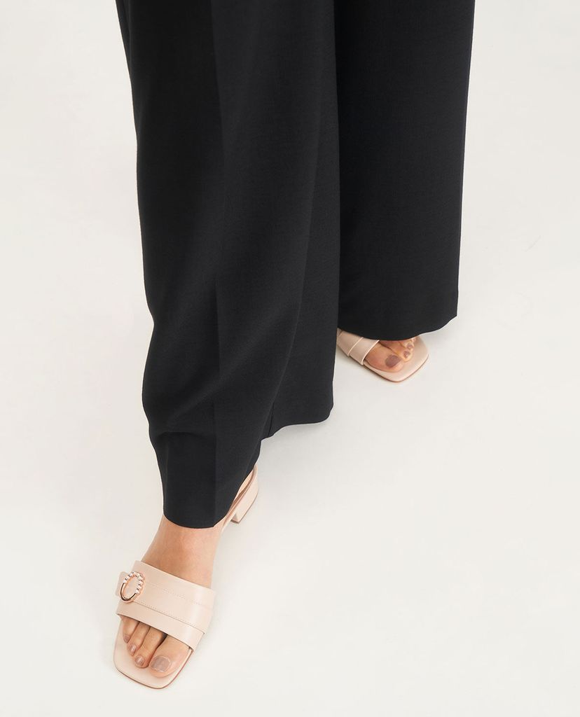 CHARLES & KEITH - Giày sandals cao gót nữ quai ngang thời trang