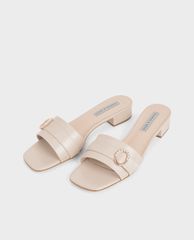 CHARLES & KEITH - Giày sandals cao gót nữ quai ngang thời trang