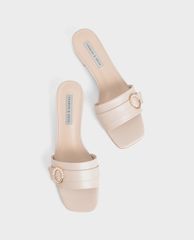 CHARLES & KEITH - Giày sandals cao gót nữ quai ngang thời trang