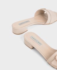 CHARLES & KEITH - Giày sandals cao gót nữ quai ngang thời trang