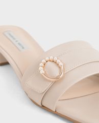 CHARLES & KEITH - Giày sandals cao gót nữ quai ngang thời trang