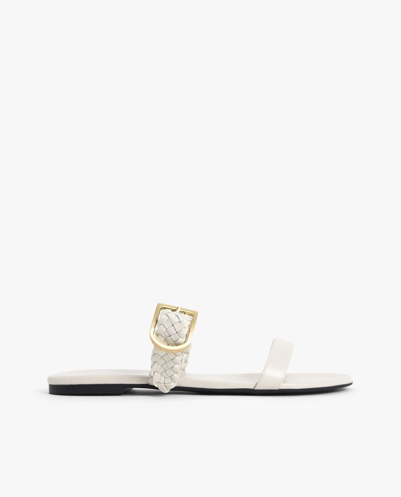 CHARLES & KEITH - Giày sandals nữ quai ngang bản vừa thời trang