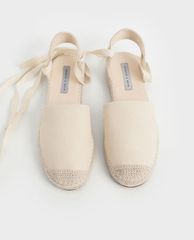 CHARLES & KEITH - Giày sandals nữ mũi tròn Tie Around Espadrille