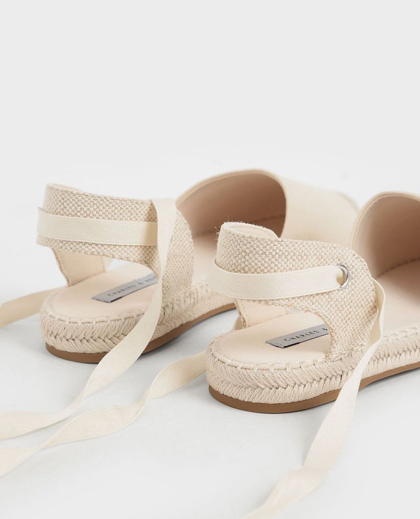 CHARLES & KEITH - Giày sandals nữ mũi tròn Tie Around Espadrille