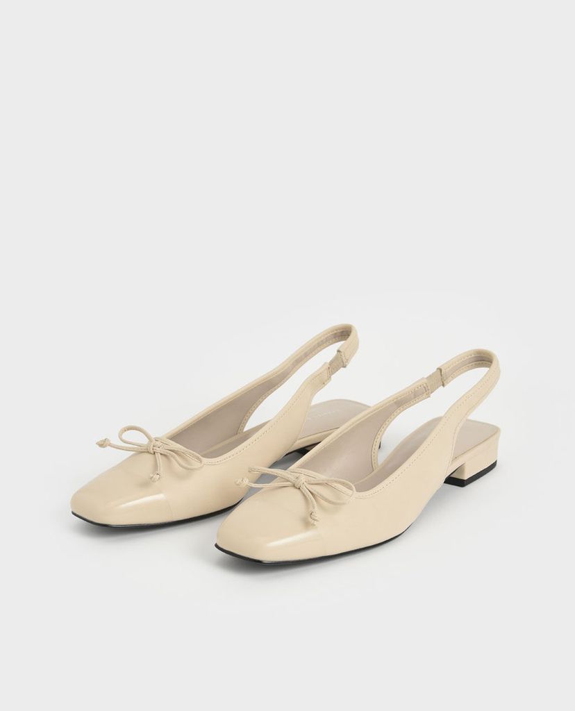 CHARLES & KEITH - Giày búp bê nữ mũi vuông Bow Slingback