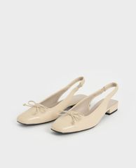 CHARLES & KEITH - Giày búp bê nữ mũi vuông Bow Slingback