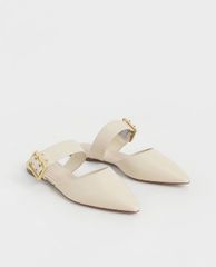 CHARLES & KEITH - Giày đế bệt nữ mũi nhọn Satin Buckle Strap