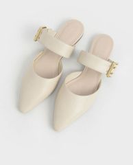 CHARLES & KEITH - Giày đế bệt nữ mũi nhọn Satin Buckle Strap
