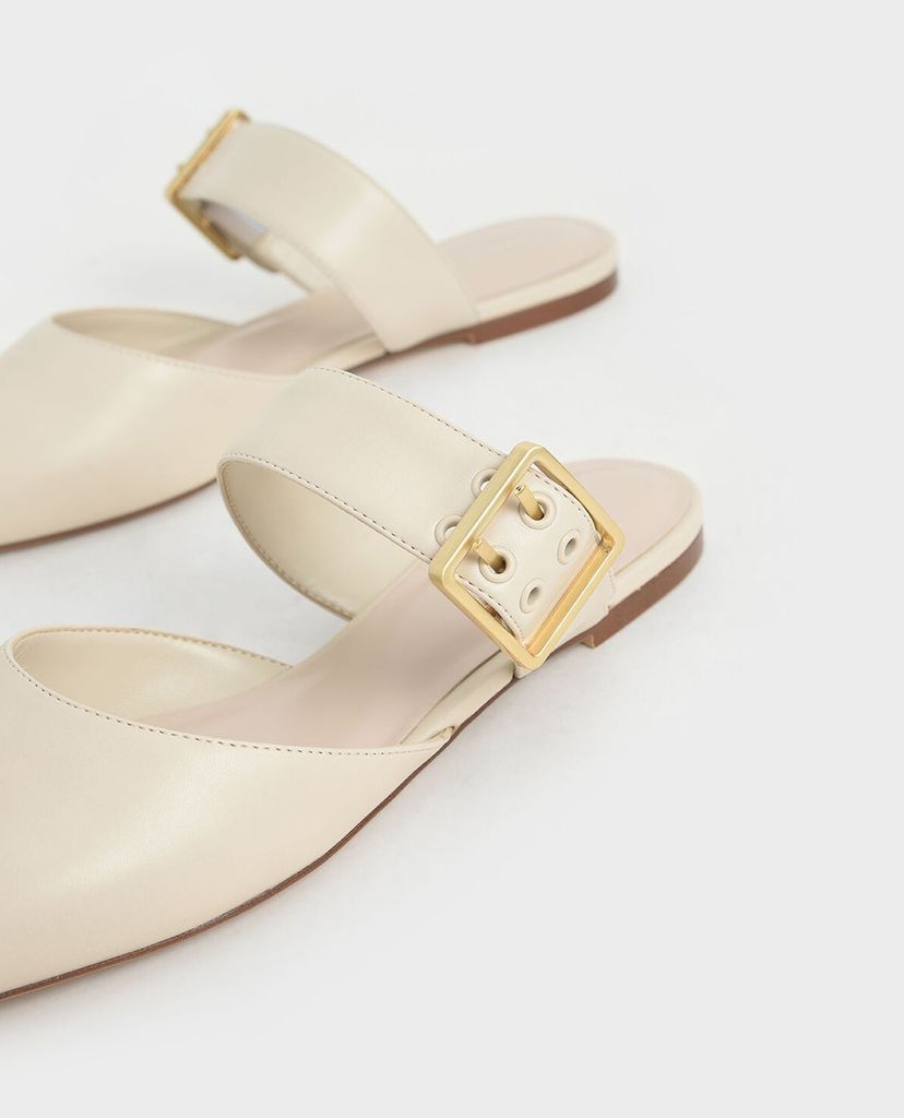 CHARLES & KEITH - Giày đế bệt nữ mũi nhọn Satin Buckle Strap