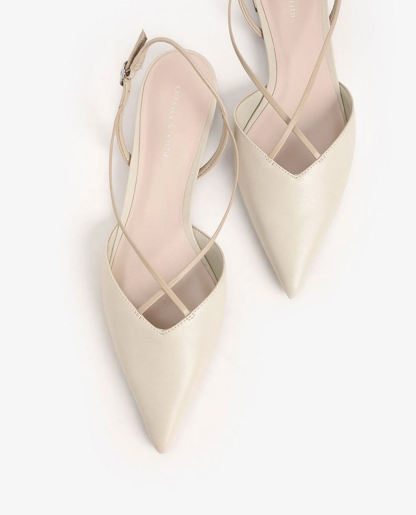 CHARLES & KEITH - Giày đế bệt mũi nhọn dây chéo Strappy Ballerina