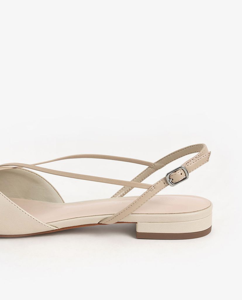 CHARLES & KEITH - Giày đế bệt mũi nhọn dây chéo Strappy Ballerina