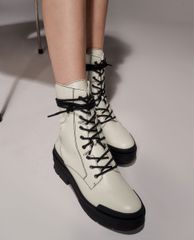 CHARLES & KEITH - Giày boots nữ thắt dây Combat Boots