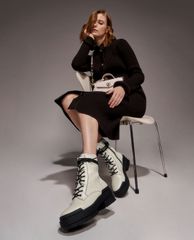 CHARLES & KEITH - Giày boots nữ thắt dây Combat Boots