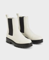 CHARLES & KEITH - Giày boots nữ đế dày Chunky Sole Chelsea
