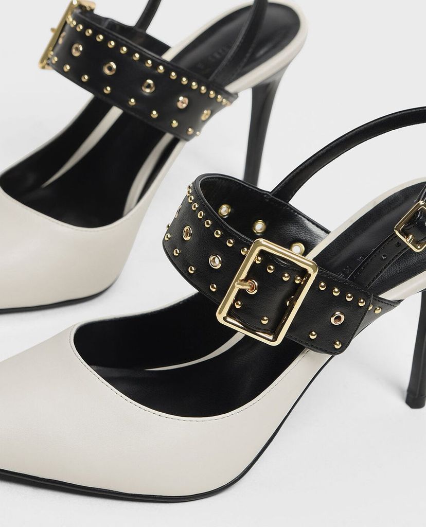 CHARLES & KEITH - Giày cao gót mũi nhọn đính hạt Studded