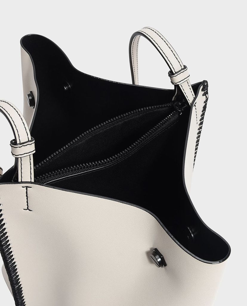 CHARLES & KEITH - Túi đeo vai nữ Whipstitch Trim Bucket