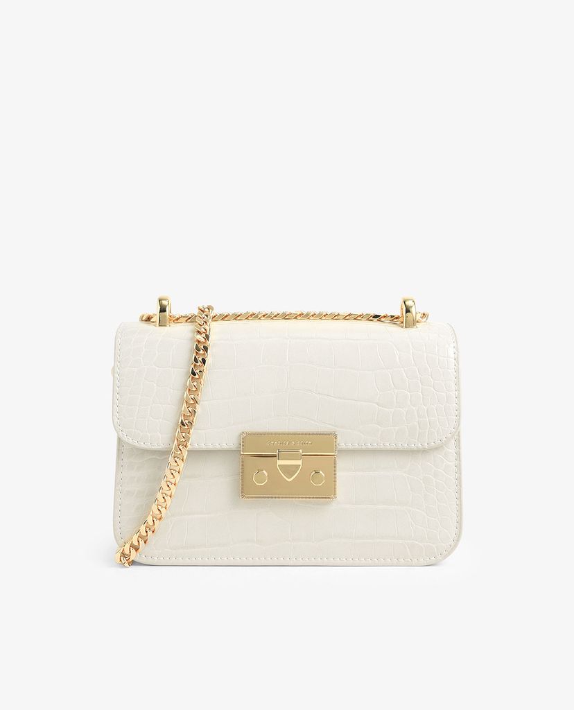 CHARLES & KEITH - Túi đeo chéo chữ nhật Croc Effect Chain Strap