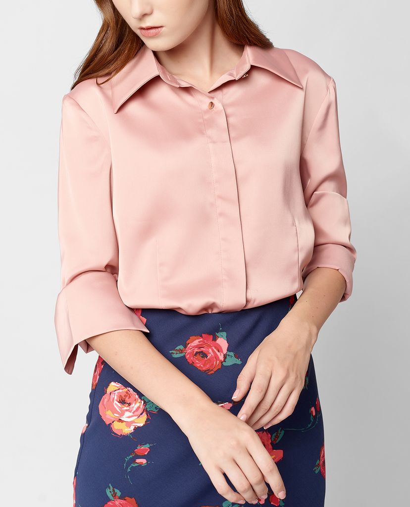 GIGI - Áo sơ mi nữ cổ bẻ tay dài Fitted Slit Cuff