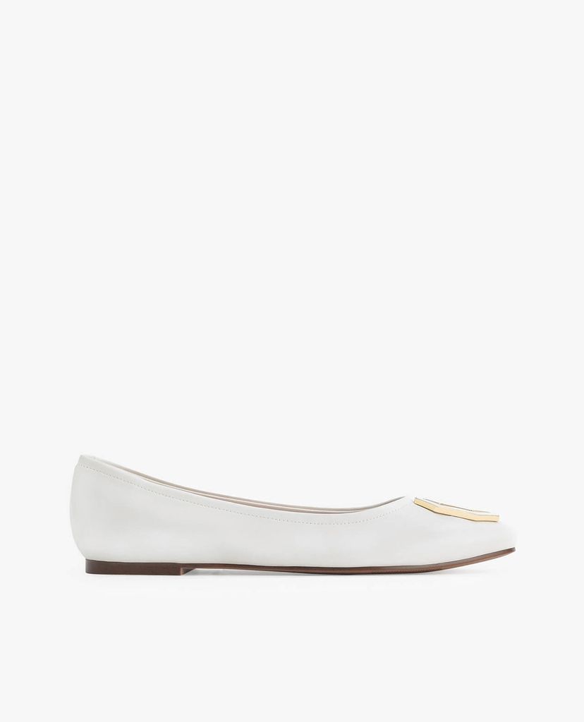PEDRO - Giày đế bệt nữ mũi tròn Octagon Buckle Ballerina Leather