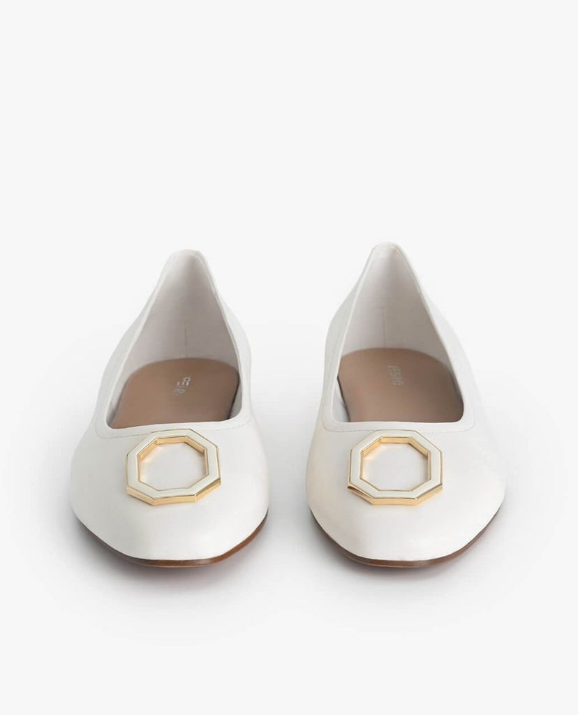 PEDRO - Giày đế bệt nữ mũi tròn Octagon Buckle Ballerina Leather