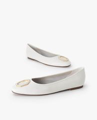 PEDRO - Giày đế bệt nữ mũi tròn Octagon Buckle Ballerina Leather
