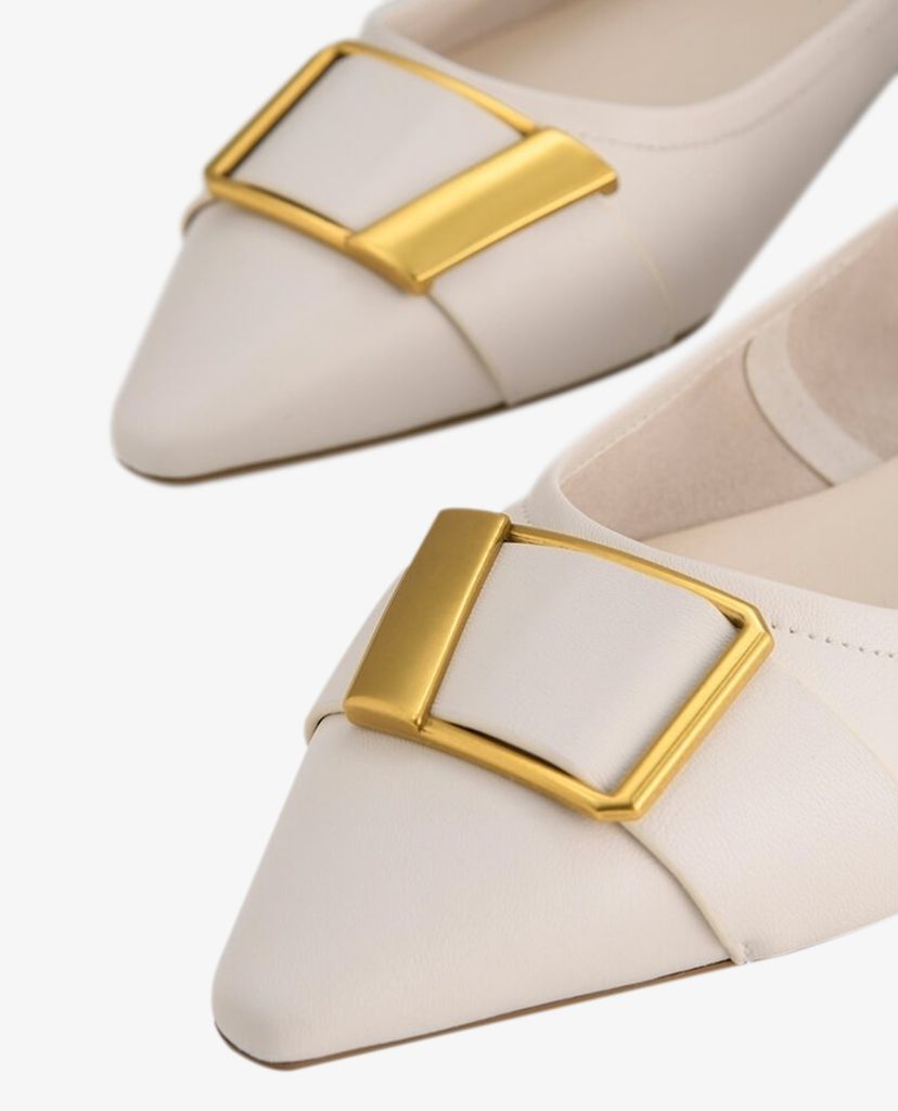 PEDRO - Giày đế bệt nữ mũi nhọn Gold Buckled