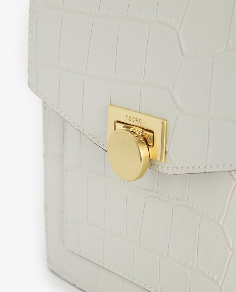 PEDRO - Túi đeo chéo nữ phom vuông Croc Effect Leather Shoulder