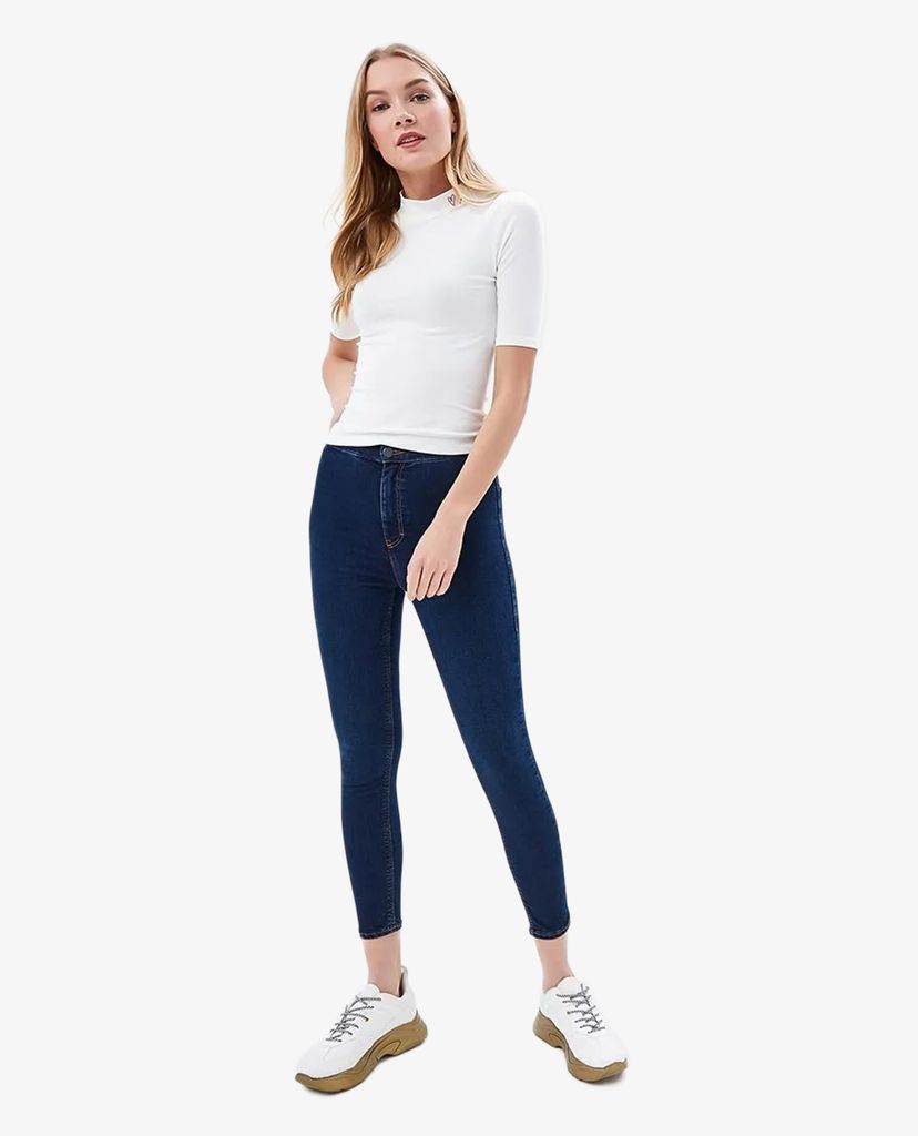TOPSHOP - Quần jeans nữ lưng cao phom skinny thời trang