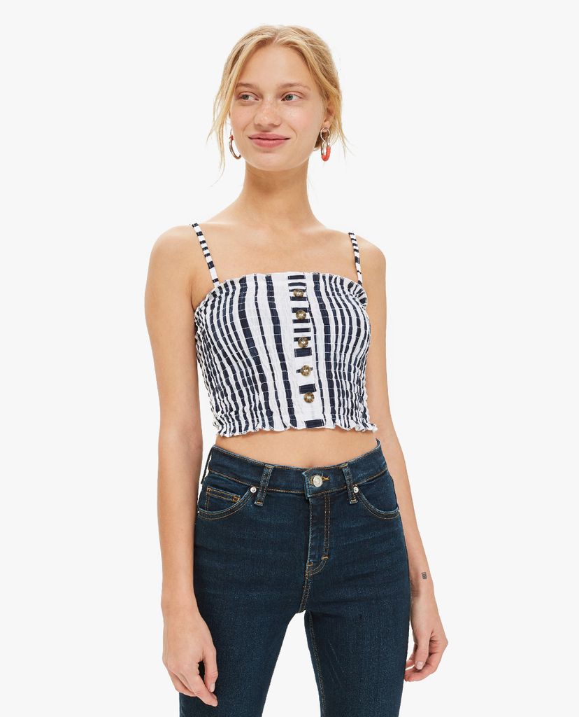 TOPSHOP - Quần jeans nữ lưng cao PETITE Indigo Raw Hem Jamie